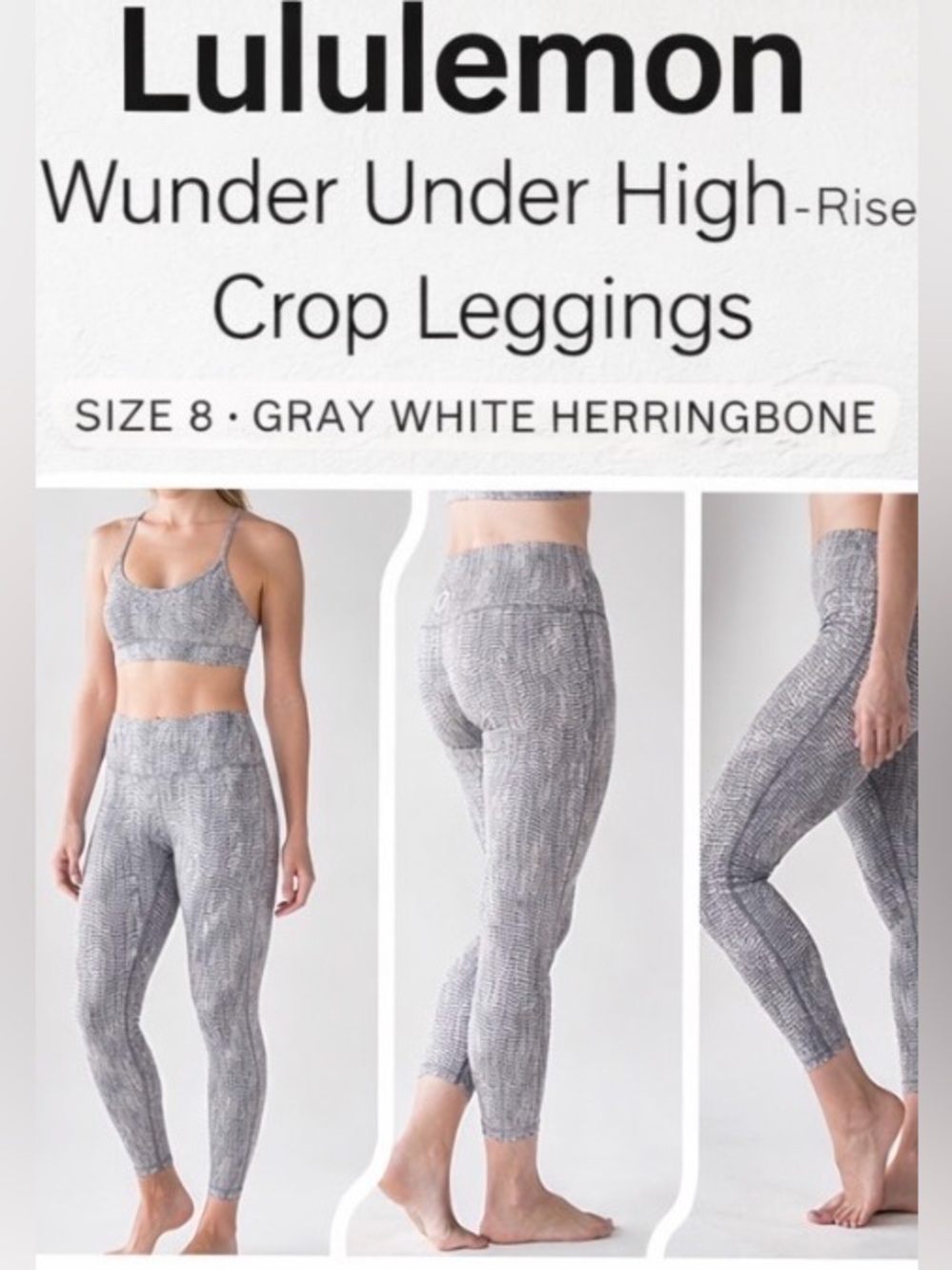 Lululemon Wunder Under High Rise Crop Legging 24” Herringbone Luxtreme Yoga Gym